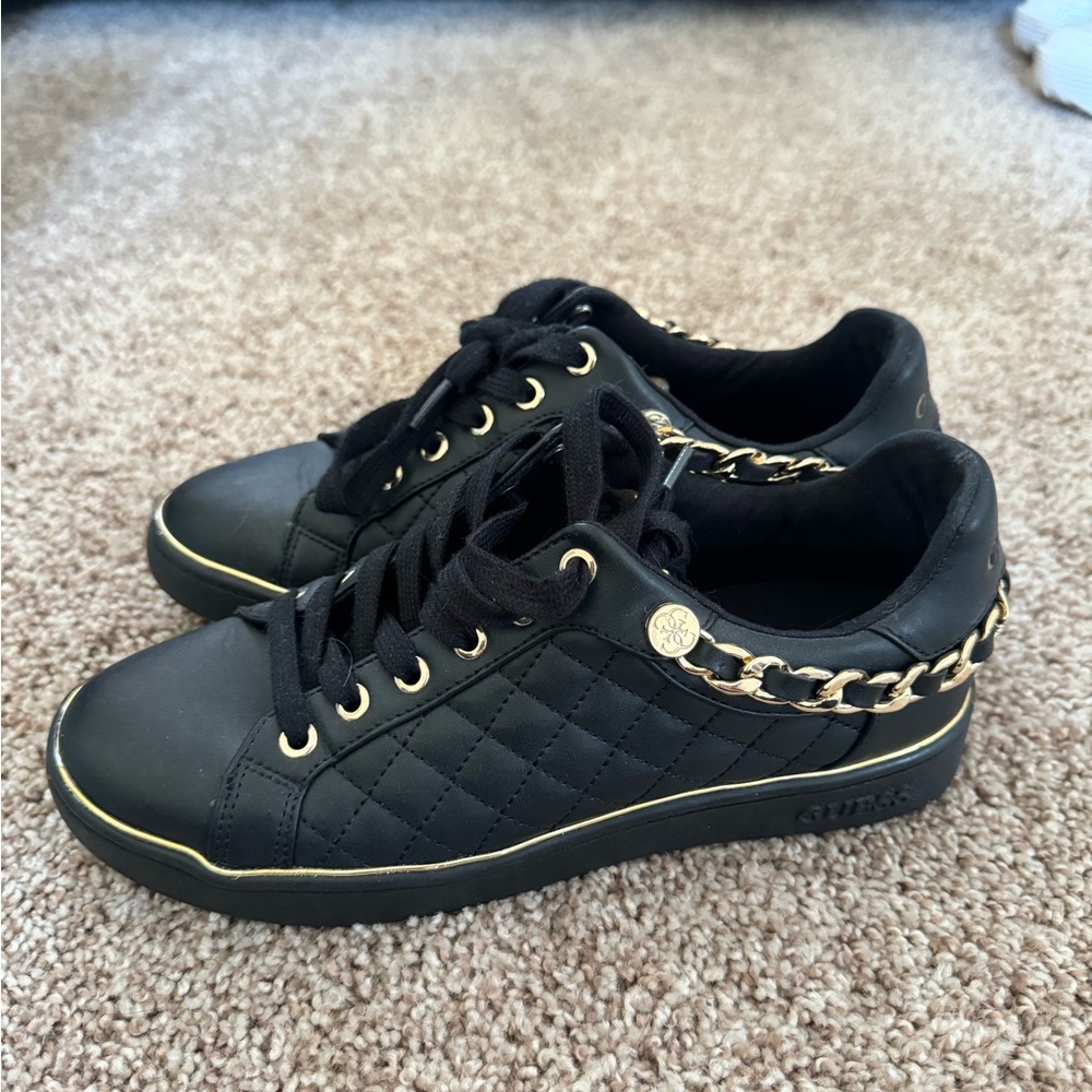 Black Quilted Guess Sneakers size 8